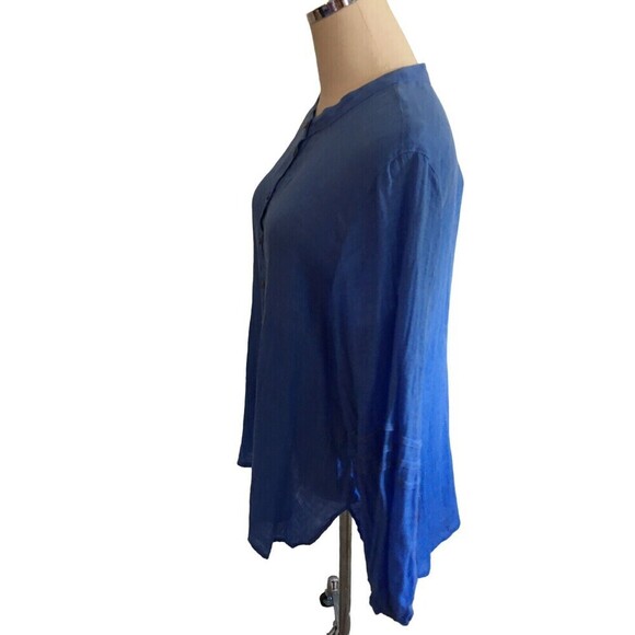 Click Color Me Cotton Shirt Women's Size XL Blue Button Up Long Sleeve - Picture 5 of 8